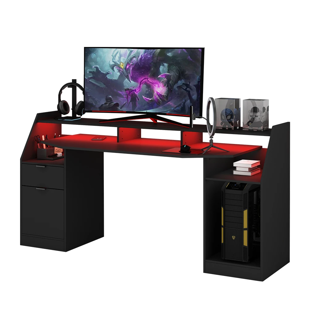 Gaming Tisch "Sonic" Schwarz 179.8 X 65.5 Cm Mit LED-Beleuchtung Oskar Store 9 Gaming Tisch "Sonic" Schwarz 179.8 X 65.5 Cm Mit LED-Beleuchtung Oskar Store – Bild 7