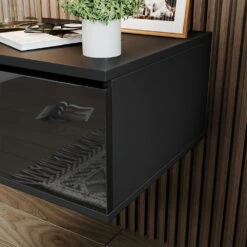 Nachttisch "Samira" Schwarz Hochglanz 49 X 23 Cm Mit LED Beleuchtung Livinity -Vicco m5703 05 ol