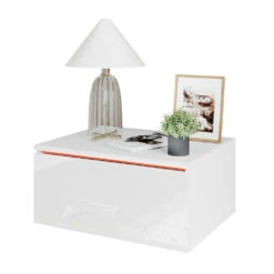 Nachttisch "Samira" Weiß 49 X 23 Cm Mit LED Beleuchtung Vicco -Vicco m5704 07 ol