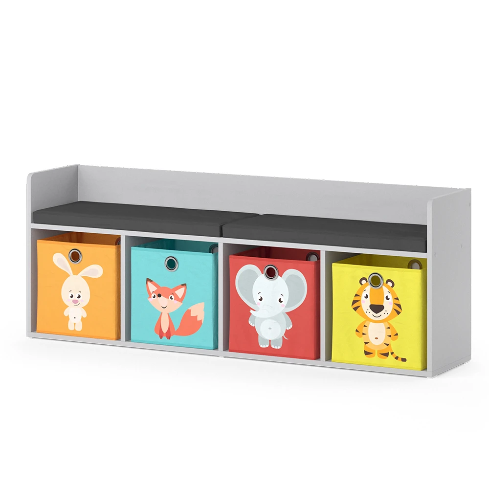 Kinderregal "Luigi" Hellgrau 142.4 X 53.4 Cm 4 Fächer, Mit Faltboxen Bunt Vicco 3 Kinderregal "Luigi" Hellgrau 142.4 X 53.4 Cm 4 Fächer, Mit Faltboxen Bunt Vicco