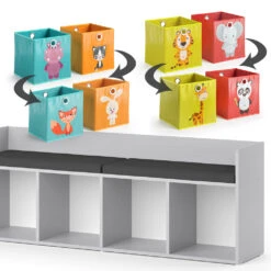 Kinderregal "Luigi" Hellgrau 142.4 X 53.4 Cm 4 Fächer, Mit Faltboxen Bunt Vicco 15 Kinderregal "Luigi" Hellgrau 142.4 X 53.4 Cm 4 Fächer, Mit Faltboxen Bunt Vicco -Vicco m5723 fb2046 47 06 ol