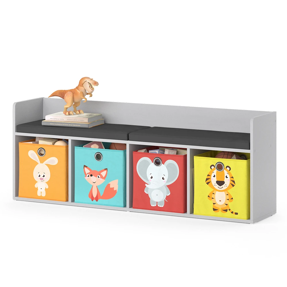 Kinderregal "Luigi" Hellgrau 142.4 X 53.4 Cm 4 Fächer, Mit Faltboxen Bunt Vicco 9 Kinderregal "Luigi" Hellgrau 142.4 X 53.4 Cm 4 Fächer, Mit Faltboxen Bunt Vicco – Bild 7