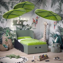 Kinderbett "Krokodil" Grün 80x160 Cm Mit Schublade Und Matratze Vitalispa -Vicco m5792 mat 04 ol