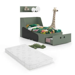 Kinderbett "Krokodil" Grün 80x160 Cm Mit Schublade Und Matratze Vitalispa -Vicco m5792 mat 07 ol