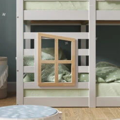 Etagenbett "Maja" Weiß/Naturholz 90x200 Cm Mit 2 Matratzen Vitalispa -Vicco m5793 mat 05 ol