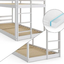 Etagenbett "Maja" Weiß/Naturholz 90x200 Cm Mit 2 Matratzen Vitalispa -Vicco m5793 mat 06 ol