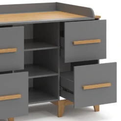 Wickelkommode "Malia" Grau/Eiche 133 X 98 Cm XL Mit 4 Schubladen Vitalispa -Vicco m5855 06 ol