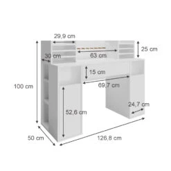 Basteltisch - Schreibtisch Weiß 126.8 X 50 Cm XL Mit Regale Vicco 11 Basteltisch - Schreibtisch Weiß 126.8 X 50 Cm XL Mit Regale Vicco -Vicco m5856 03 ol