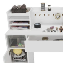 Basteltisch - Schreibtisch Weiß 126.8 X 50 Cm XL Mit Regale Vicco 14 Basteltisch - Schreibtisch Weiß 126.8 X 50 Cm XL Mit Regale Vicco -Vicco m5856 06 ol