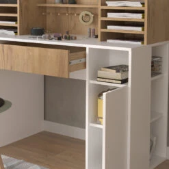 Basteltisch - Schreibtisch Weiß/Sonoma 126.8 X 50 Cm XL Mit Regale Vicco -Vicco m5857 05 ol