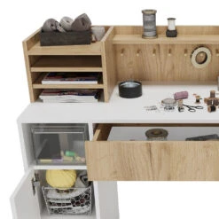 Basteltisch - Schreibtisch Weiß/Sonoma 126.8 X 50 Cm XL Mit Regale Vicco -Vicco m5857 06 ol