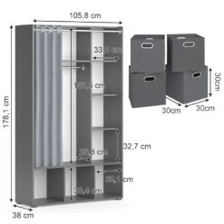Kleiderschrank "Luigi" Grau 105.8 X 178.1 Cm Mit Faltboxen (grau) Vicco 12 Kleiderschrank "Luigi" Grau 105.8 X 178.1 Cm Mit Faltboxen (grau) Vicco -Vicco m5862 fb1737 03 ol