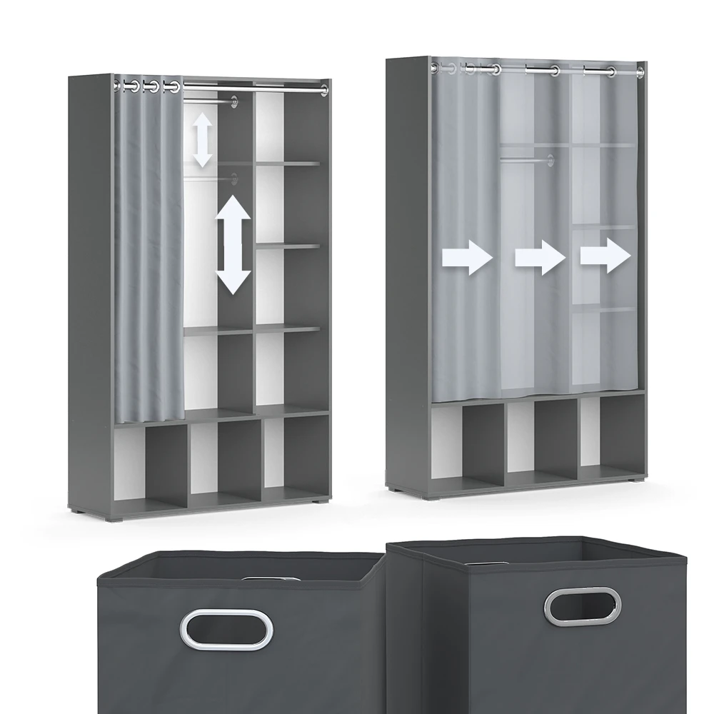 Kleiderschrank "Luigi" Grau 105.8 X 178.1 Cm Mit Faltboxen (grau) Vicco 8 Kleiderschrank "Luigi" Grau 105.8 X 178.1 Cm Mit Faltboxen (grau) Vicco – Bild 6