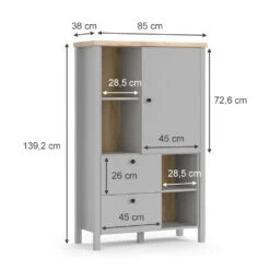 Sideboard "Melini" Grau/Eiche 85 X 139.2 Cm Vicco -Vicco m5886 03 ol