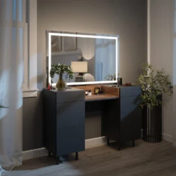 Schminktisch "Anika" Anthrazit/Nussbaum 120 Cm Mit LED-Spiegel Vicco 13 Schminktisch "Anika" Anthrazit/Nussbaum 120 Cm Mit LED-Spiegel Vicco -Vicco m5904 sled 04 ol