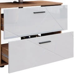 Badmöbel Set "Irma" Eiche/Weiß Hochglanz 3 Teile, Mit Schubladenschrank Und Midischrank Vicco 14 Badmöbel Set "Irma" Eiche/Weiß Hochglanz 3 Teile, Mit Schubladenschrank Und Midischrank Vicco -Vicco m5922 06 ol