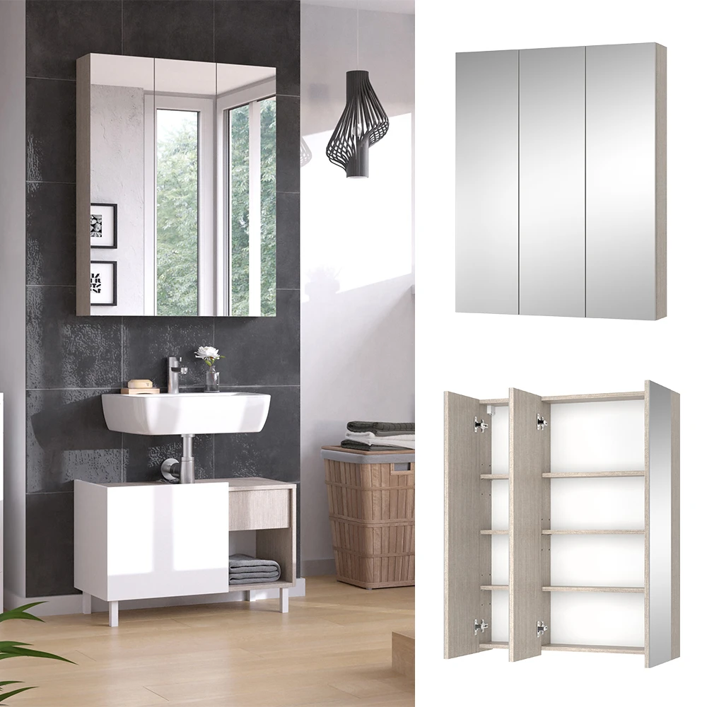 Spiegelschrank "Arianna" Greige Vicco 4 Spiegelschrank "Arianna" Greige Vicco – Bild 2