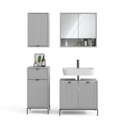 Badmöbelset "Eliza" Grau 4er Set Vicco -Vicco m5997 07 ol