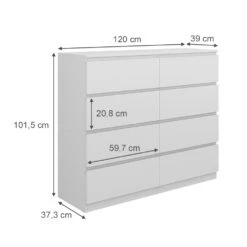 Kommode "Calisto" Weiß 8 Fächer 120cm Vicco 12 Kommode "Calisto" Weiß 8 Fächer 120cm Vicco -Vicco m6025 03 ol