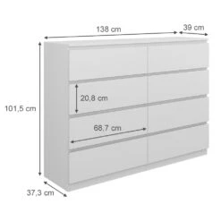 Kommode "Calisto" Weiß 8 Fächer 138cm Vicco -Vicco m6026 03 ol