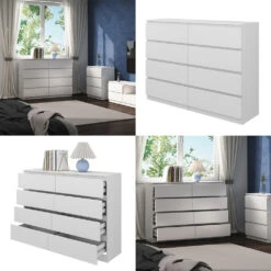 Kommode "Calisto" Weiß 8 Fächer 138cm Vicco -Vicco m6026 08 ol