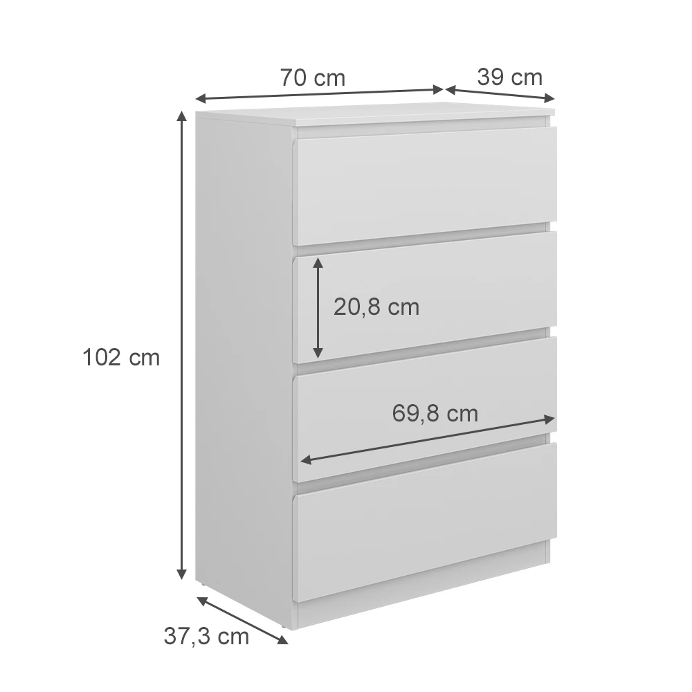 Kommode "Calisto" Weiß 4 Fächer Vicco 5 Kommode "Calisto" Weiß 4 Fächer Vicco – Bild 3