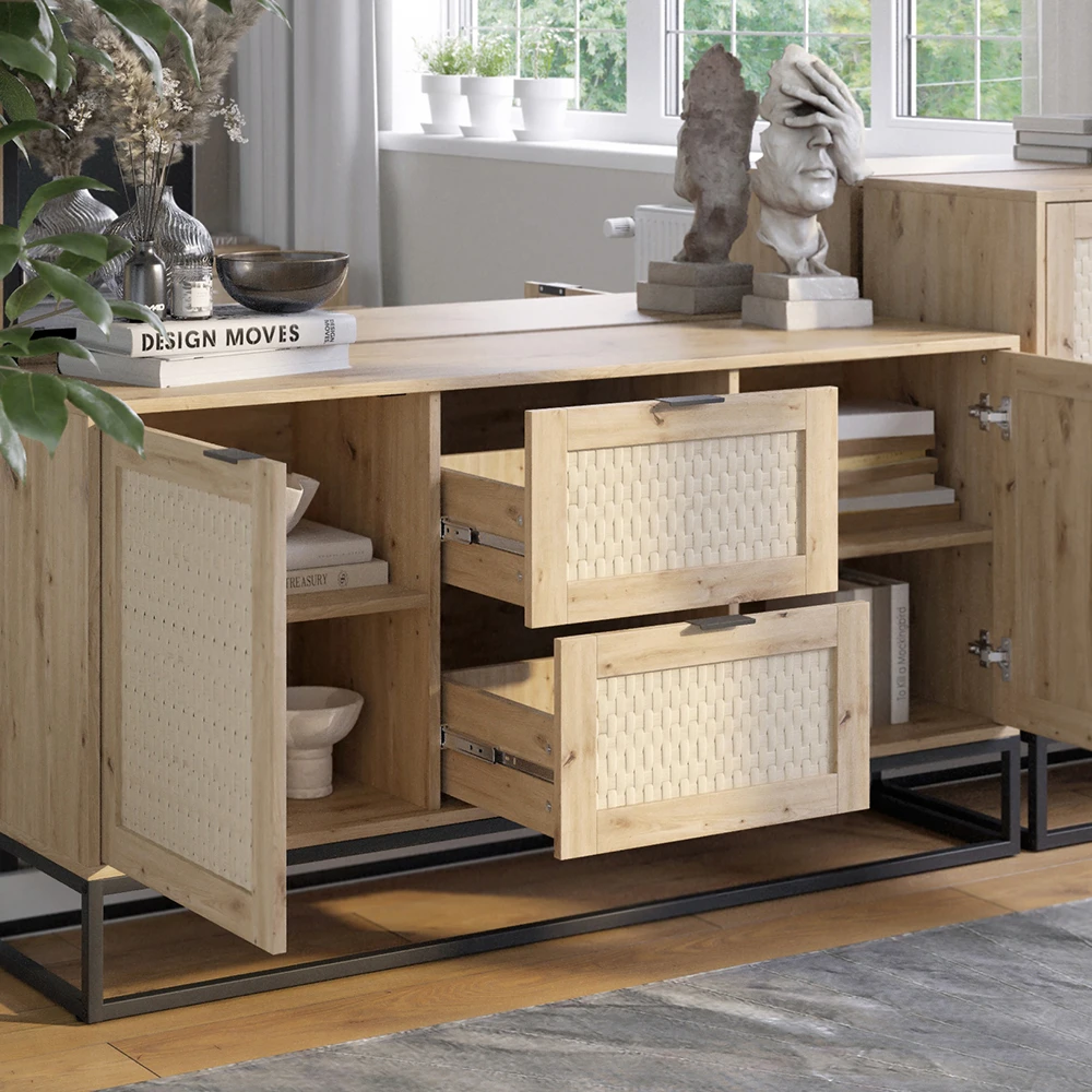 Sideboard "Natal" Eiche 2 Türen 2 Schubladen Vicco 7 Sideboard "Natal" Eiche 2 Türen 2 Schubladen Vicco – Bild 5