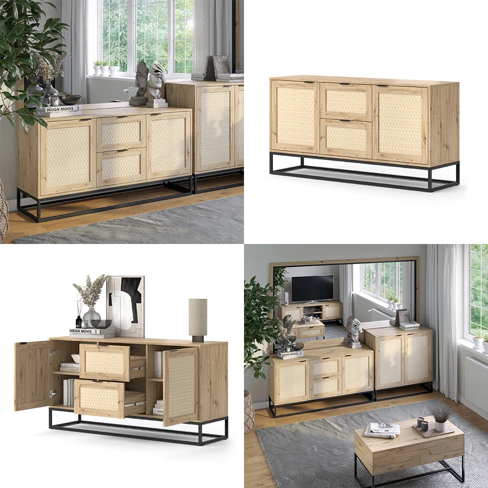 Sideboard "Natal" Eiche 2 Türen 2 Schubladen Vicco 10 Sideboard "Natal" Eiche 2 Türen 2 Schubladen Vicco – Bild 8