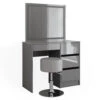 Schminktisch "Sherry" Grau Hochglanz 90 Cm Mit LED Spiegel Und Hocker Vicco -Vicco m6096 sled hg 01 ol