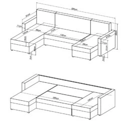 Sofa U Form Schwarz/Grau 290 Cm Vitalispa -Vicco m614 03 ol