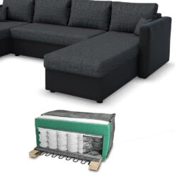 Sofa U Form Schwarz/Grau 290 Cm Vitalispa -Vicco m614 06 ol