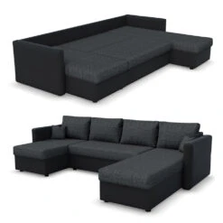 Sofa U Form Schwarz/Grau 290 Cm Vitalispa -Vicco m614 07 ol