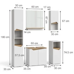 Vicco Badmöbel Set "Marelle", Weiß/Artisan-Eiche, 5 Teile 12 Vicco Badmöbel Set "Marelle", Weiß/Artisan-Eiche, 5 Teile -Vicco m6195 03 ol
