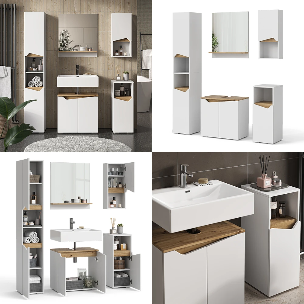 Vicco Badmöbel Set "Marelle", Weiß/Artisan-Eiche, 5 Teile 10 Vicco Badmöbel Set "Marelle", Weiß/Artisan-Eiche, 5 Teile – Bild 8