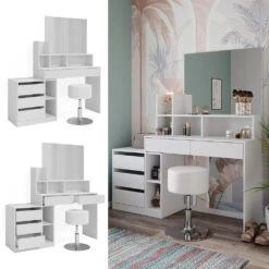 Schminktisch "Anja" Weiß Mit Hocker Vicco 11 Schminktisch "Anja" Weiß Mit Hocker Vicco -Vicco m6202 hw 02 ol
