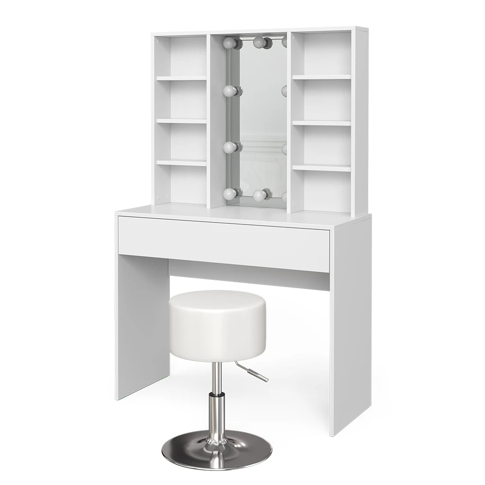 Schminktisch "Alexa" Weiß 93 Cm Mit LED Beleuchtung Und Hocker Vicco 3 Schminktisch "Alexa" Weiß 93 Cm Mit LED Beleuchtung Und Hocker Vicco