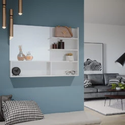 Badregal Mit Spiegel 90cm Weiß Hochglanz Vicco -Vicco m6214 04 ol