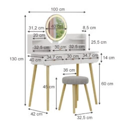 Schminktisch "Edda" Weiß Mit Hocker Und LED-Spiegel Vicco 13 Schminktisch "Edda" Weiß Mit Hocker Und LED-Spiegel Vicco -Vicco m6216 03 ol