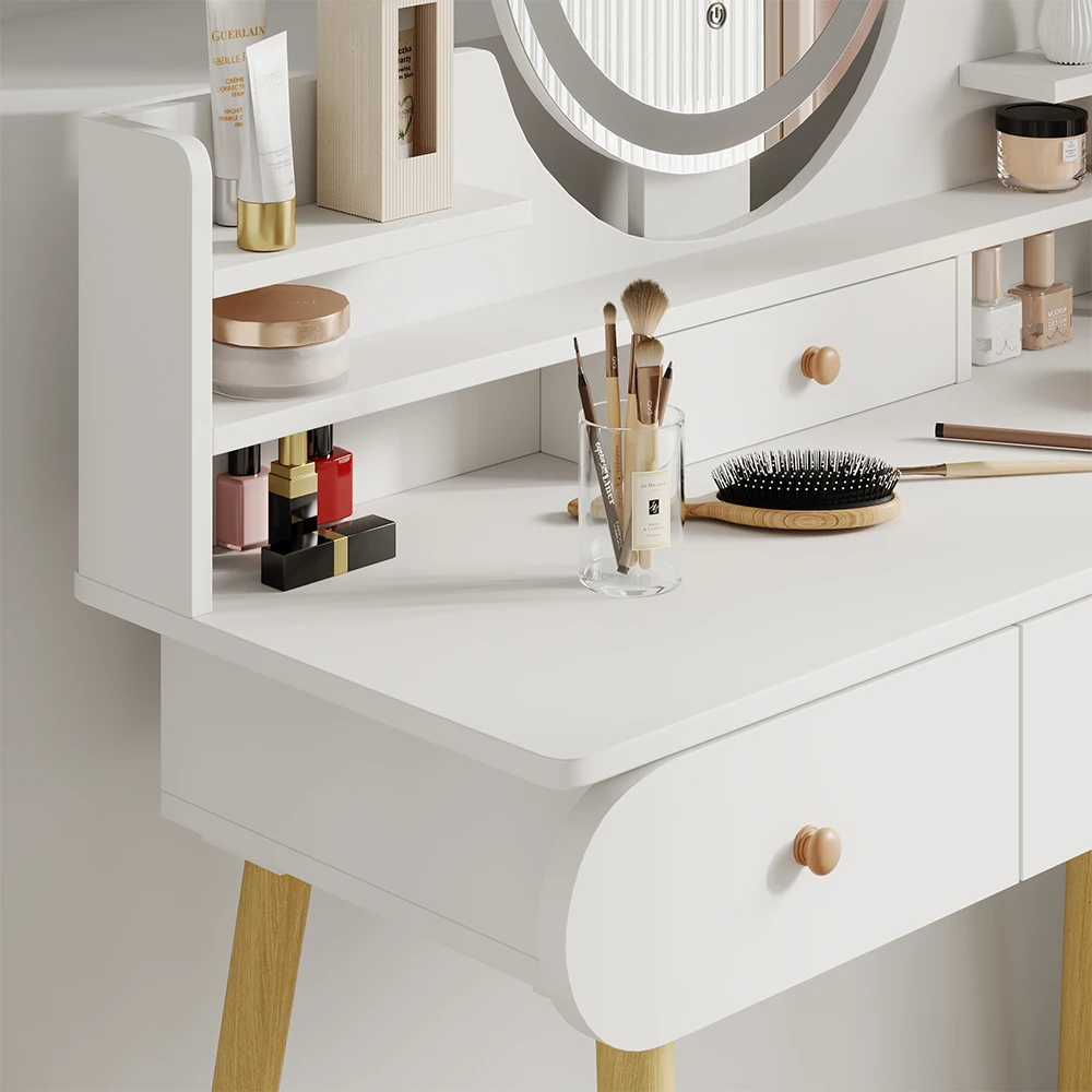 Schminktisch "Edda" Weiß Mit Hocker Und LED-Spiegel Vicco 7 Schminktisch "Edda" Weiß Mit Hocker Und LED-Spiegel Vicco – Bild 5