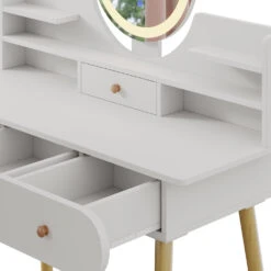 Schminktisch "Edda" Weiß Mit Hocker Und LED-Spiegel Vicco 16 Schminktisch "Edda" Weiß Mit Hocker Und LED-Spiegel Vicco -Vicco m6216 06 ol