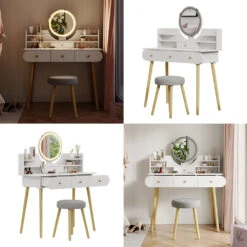 Schminktisch "Edda" Weiß Mit Hocker Und LED-Spiegel Vicco 18 Schminktisch "Edda" Weiß Mit Hocker Und LED-Spiegel Vicco -Vicco m6216 08 ol