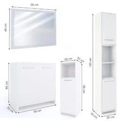 Badmöbel Set "Kiko" Weiß 4 Teile Vicco -Vicco m621 03 ol