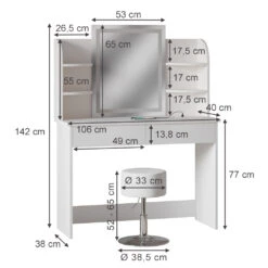 Schminktisch "Charlotte" Weiß Mit LED-Spiegel, Bank Und QI-Ladestation Vicco 13 Schminktisch "Charlotte" Weiß Mit LED-Spiegel, Bank Und QI-Ladestation Vicco -Vicco m6232 sled qi hw 03 ol