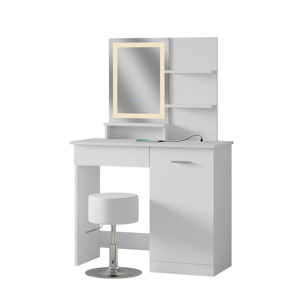 Schminktisch "Julia" Weiß Mit LED-Spiegel, Hocker Und QI-Ladestation Vicco 3 Schminktisch "Julia" Weiß Mit LED-Spiegel, Hocker Und QI-Ladestation Vicco