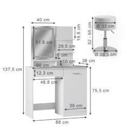 Schminktisch "Julia" Weiß Mit LED-Spiegel, Hocker Und QI-Ladestation Vicco 13 Schminktisch "Julia" Weiß Mit LED-Spiegel, Hocker Und QI-Ladestation Vicco -Vicco m6234 hw 03 ol