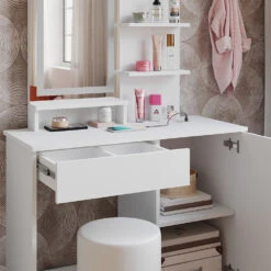 Schminktisch "Julia" Weiß Mit LED-Spiegel, Hocker Und QI-Ladestation Vicco 15 Schminktisch "Julia" Weiß Mit LED-Spiegel, Hocker Und QI-Ladestation Vicco -Vicco m6234 hw 05 ol