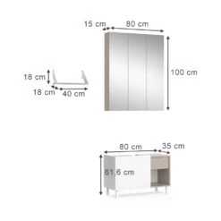 Badmöbelset "Arianna" Greige/Weiß 3er Set Vicco -Vicco m6242 03 ol
