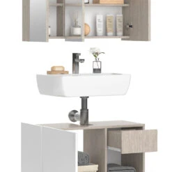 Badmöbelset "Arianna" Greige/Weiß 3er Set Vicco -Vicco m6242 06 ol