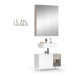 Badmöbelset "Arianna" Greige/Weià 3er Set Vicco