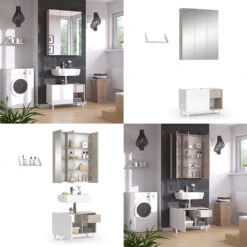 Badmöbelset "Arianna" Greige/Weiß 3er Set Vicco -Vicco m6242 08 ol